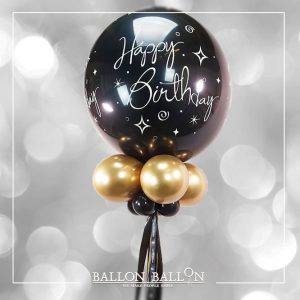 King Ballon Happy Birthday Black-Gold